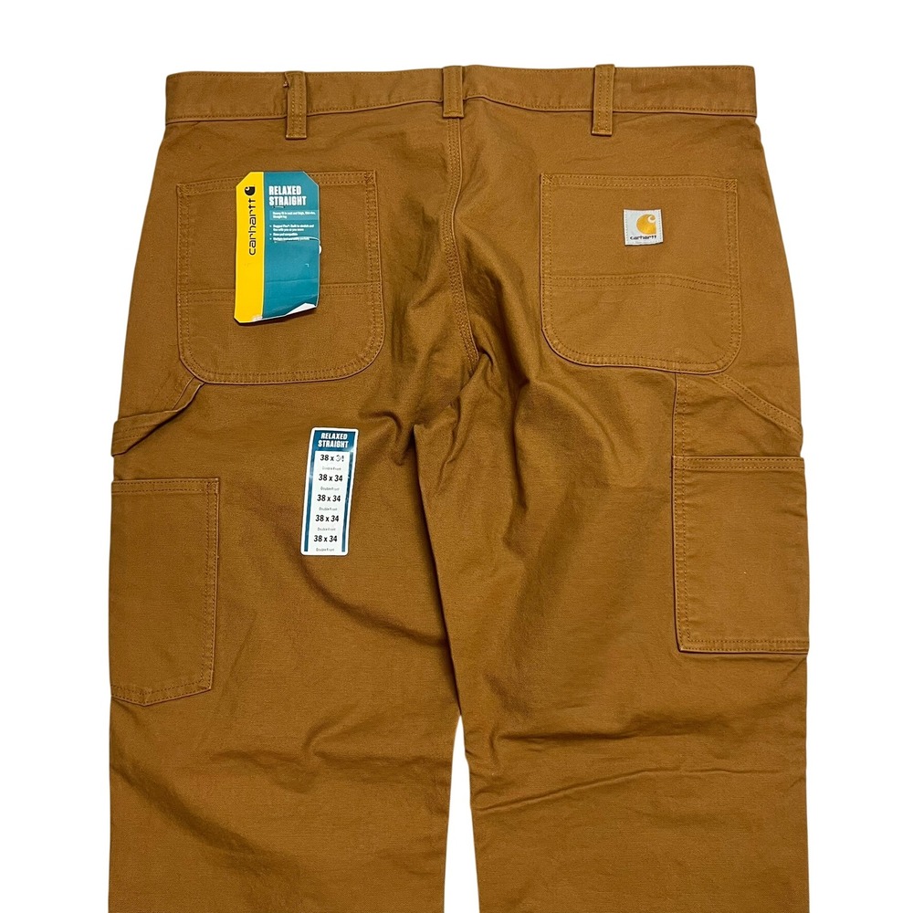 Carhartt Relaxed Fit Straight Leg Double Front Work Pants Brown 38x34 103334-211
